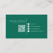 Carte De Visite Typographie moderne Monogramme Emerald Green Code  (Dos)