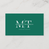 Carte De Visite Typographie moderne Monogramme Emerald Green Code  (Devant)
