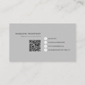 Carte De Visite Typographie moderne Monogramme gris clair QR code (Dos)
