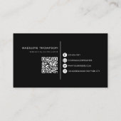 Carte De Visite Typographie moderne Monogramme noir QR code (Dos)