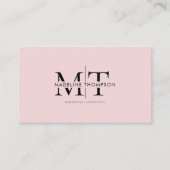 Carte De Visite Typographie moderne Monogramme noir rose QR code (Devant)