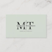 Carte De Visite Typographie moderne Monogramme Sage Green QR code (Devant)