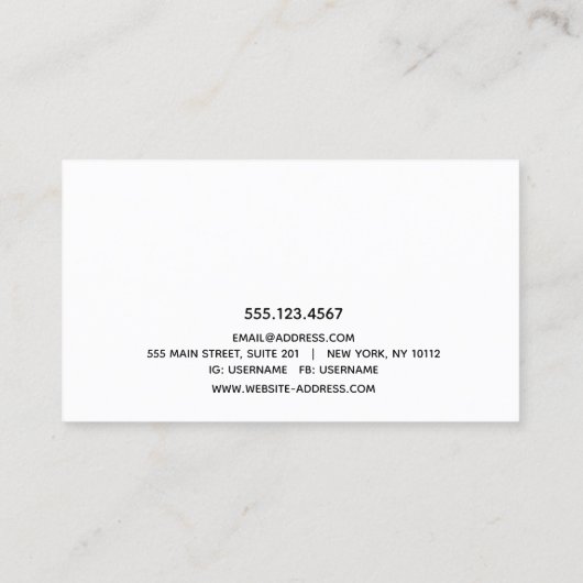 Carte De Visite Typographie moderne noir blanc (Dos)