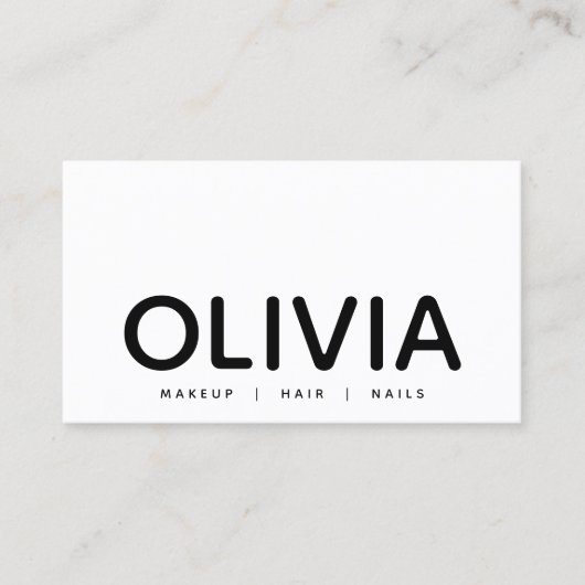 Carte De Visite Typographie moderne noir blanc (Devant)