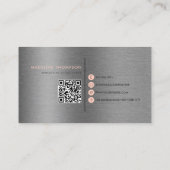 Carte De Visite Typographie moderne Orange Metallic Code QR (Dos)