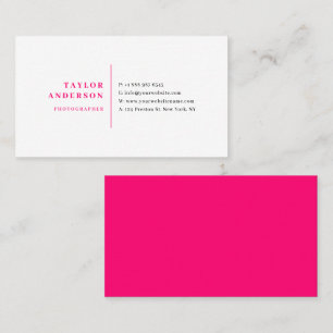 Carte De Visite Typographie moderne rose chaud minimaliste