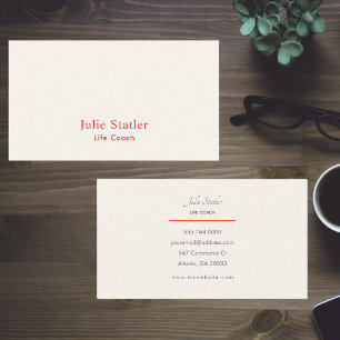 Carte De Visite Typographie moderne rouge et ivoire professionnell