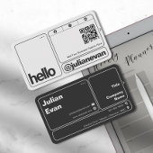 Carte De Visite Typographie moderne Scannable QR Code Hello