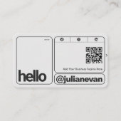 Carte De Visite Typographie moderne Scannable QR Code Hello (Devant)