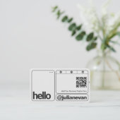 Carte De Visite Typographie moderne Scannable QR Code Hello (Debout devant)