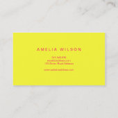 Carte De Visite Typographie moderne vibrant rose et jaune Hello (Dos)