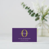 Carte De Visite Typographie Monogramme Nom du script Purple White (Debout devant)