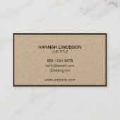 Carte De Visite Typographie noire audacieuse Rustique Neutre Kraft (Dos)