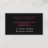 Carte De Visite typographie noire de maquillage de brushtrokes (Dos)