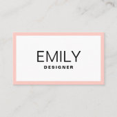 Carte De Visite Typographie noire moderne | Bordure rose (Devant)