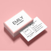 Carte De Visite Typographie noire moderne | Bordure rose