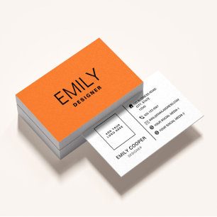 Carte De Visite Typographie noire moderne Orange