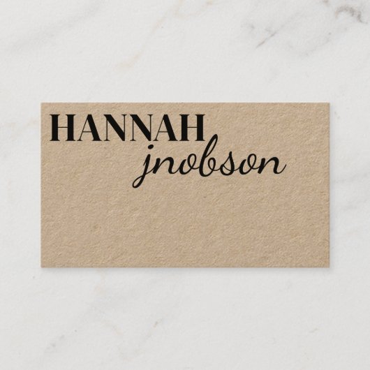 Carte De Visite Typographie noire unique Kraft Rustic Décontracté (Devant)