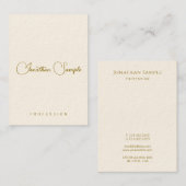 Carte De Visite Typographie Or Texte Modèle Moderne Vertical (Devant / Derrière)