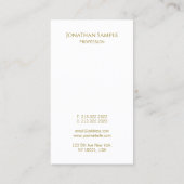 Carte De Visite Typographie Or Texte moderne Élégant Vertical (Dos)