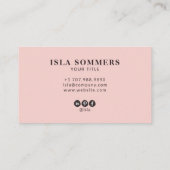 Carte De Visite Typographie professionnelle de blush prune poussié (Dos)