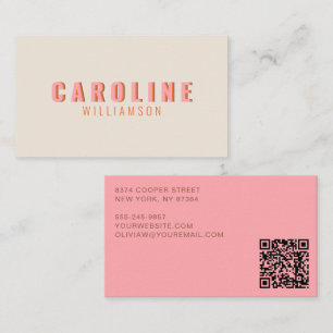 Carte De Visite Typographie Rétro Rose Orange Gras Moderne Féminin