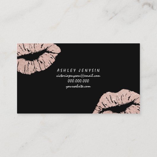Carte De Visite Typographie rose de lèvres de parties (Dos)