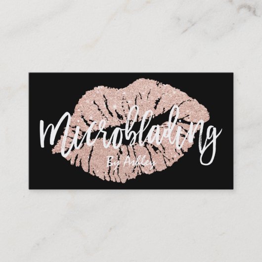 Carte De Visite Typographie rose de lèvres de parties (Devant)