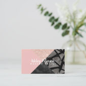 Carte De Visite Typographie rose de maquillage d'aquarelle de bloc (Debout devant)