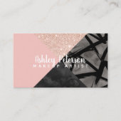 Carte De Visite Typographie rose de maquillage d'aquarelle de bloc (Devant)