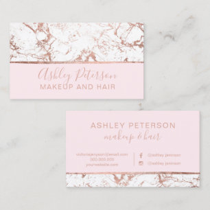 Carte De Visite Typographie rose de maquillage de cheveux blancs