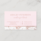 Carte De Visite Typographie rose de maquillage de cheveux blancs (Dos)