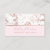 Carte De Visite Typographie rose de maquillage de cheveux blancs (Devant)