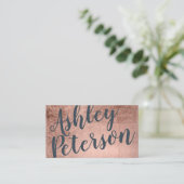 Carte De Visite typographie rose de maquillage de cheveux blancs (Debout devant)