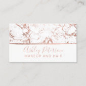 Carte De Visite Typographie rose de maquillage de cheveux blancs (Devant)