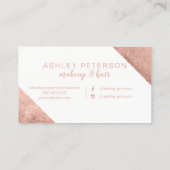 Carte De Visite Typographie rose de maquillage de cheveux blancs (Dos)