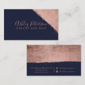 Carte De Visite Typographie rose de maquillage de cheveux de (Devant / Derrière)