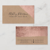 Carte De Visite Typographie rose de maquillage de cheveux de (Devant / Derrière)