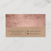 Carte De Visite Typographie rose de maquillage de cheveux de (Dos)