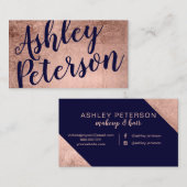 Carte De Visite Typographie rose de maquillage de cheveux de bleu (Devant / Derrière)