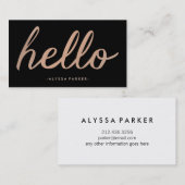 Carte De Visite Typographie rose d'or de Faux fascinant sur le (Devant / Derrière)