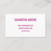 Carte De Visite Typographie rose gras moderne unique Créative (Dos)