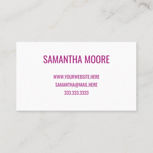 Carte De Visite Typographie rose gras moderne unique Créative (Dos)