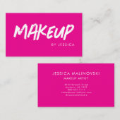 Carte De Visite Typographie rose Maquillage (Devant / Derrière)