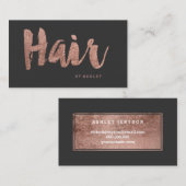 Carte De Visite Typographie rose moderne d'or de coiffeur (Devant / Derrière)