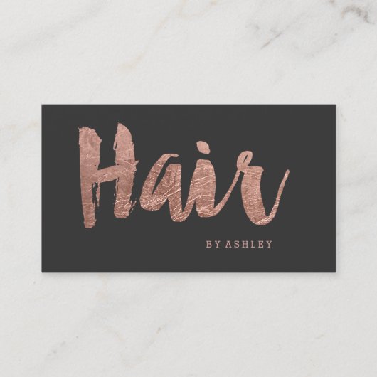 Carte De Visite Typographie rose moderne d'or de coiffeur (Devant)