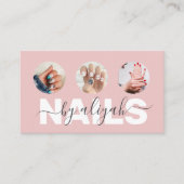 Carte De Visite Typographie rose pâle Artiste à ongles (Devant)