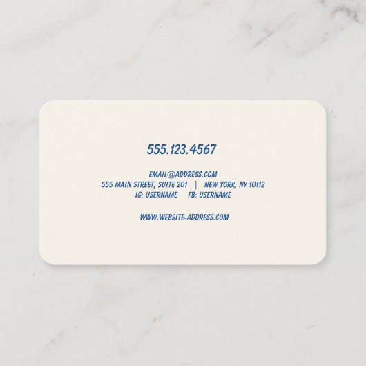 Carte De Visite Typographie rose rétro (Dos)