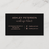 Carte De Visite Typographie rose simple de maquillage de cheveux (Dos)