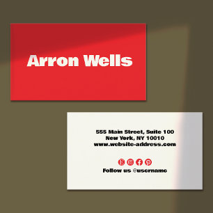Carte De Visite Typographie rouge moderne